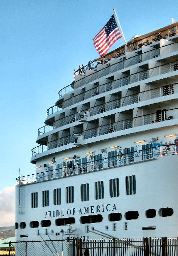 Pride of America Cruise Ship flies the American Flag
